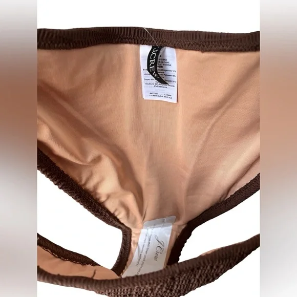 NWT J.Crew Smocked String Bikini Bottoms Brown Size Small - Picture 7 of 7